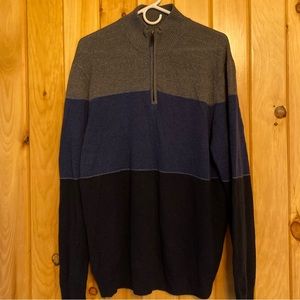 Dockers Men’s Long Sleeve Navy/Gray V-Neck Zip Sweater